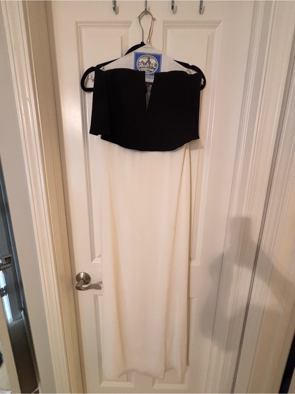 Elegant Black & Cream/white Strapless Maxi Dress